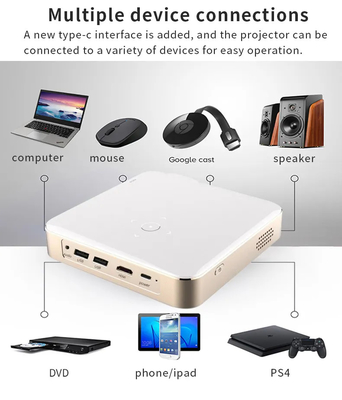 مینی S350 1080P Full HD DLP 4K 3D پروژکتورهای سینمای خانگی WIFI اندروید 9 باتری داخلی