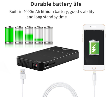 Flyin S90 4K مینی قابل حمل اندروید هوشمند DLP پروژکتور WIFI بلوتوث فعال شکل تلفن همراه ایالات متحده پلگ لامپ LED باتری سه بعدی
