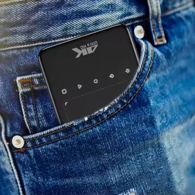 Flyin S90 4K مینی قابل حمل اندروید هوشمند DLP پروژکتور WIFI بلوتوث فعال شکل تلفن همراه ایالات متحده پلگ لامپ LED باتری سه بعدی